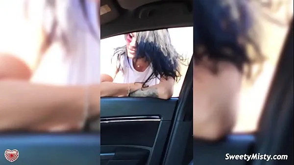 Hot Sexy Babe Sensual Blowjob Big Dick in the Car by the Sea warm Movies