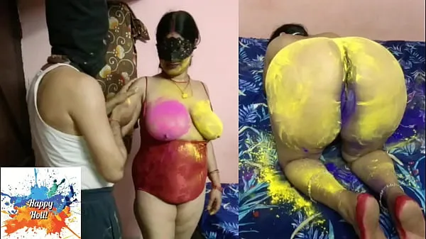 Hot Chhinar played holi with young mother-in-law's chicks warm Movies
