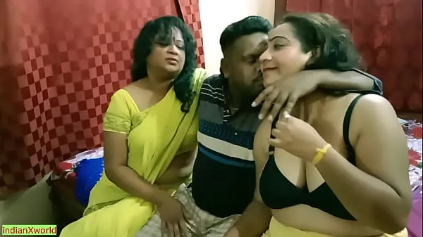 Hot Indian Bengali boy getting scared to fuck two milf bhabhi !! Best erotic threesome sex warm Movies