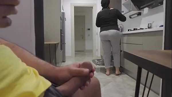 Hot Huge Ass Hijab Maid catches me jacking off in the Kitchen warm Movies
