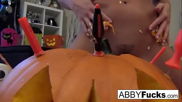 Hot Abigail carves a pumpkin then plays with herself warm Movies