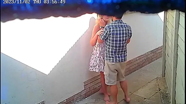 Hot Cctv camera caught couple fucking outside public restaurant warm Movies
